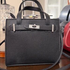 Elegant small  Black Leather Handbag